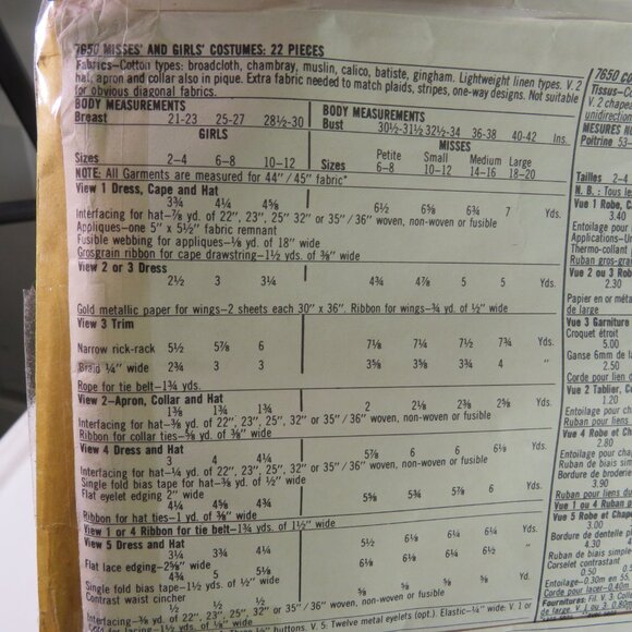 Simplicity 7650 sewing pattern Misses Large 18-20 Angel Pilgrim Prairie Witch - Picture 8 of 9